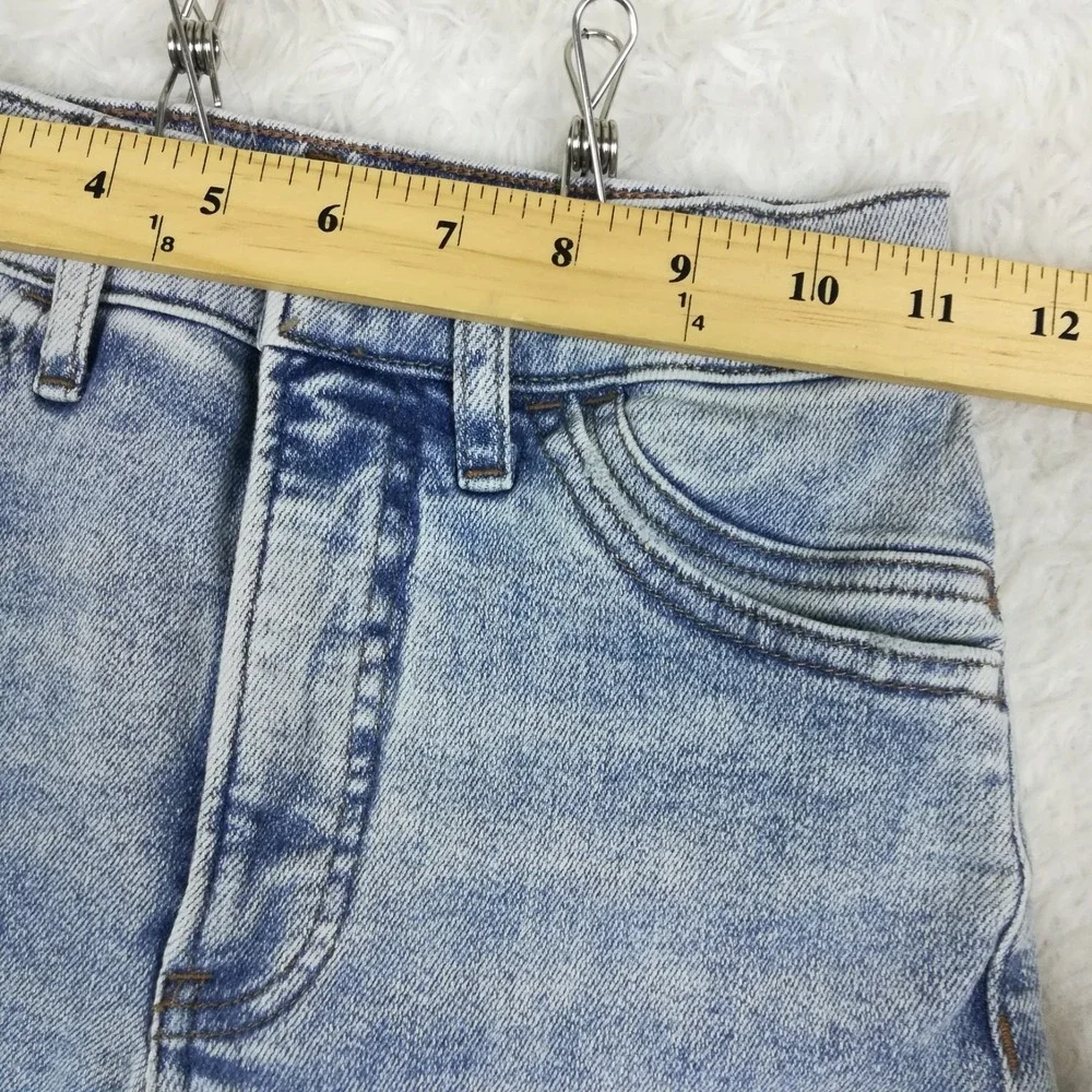 Express Womens Jeans Skinny Super High Rise Blue Denim Raw Hem‎ Light Wash 0